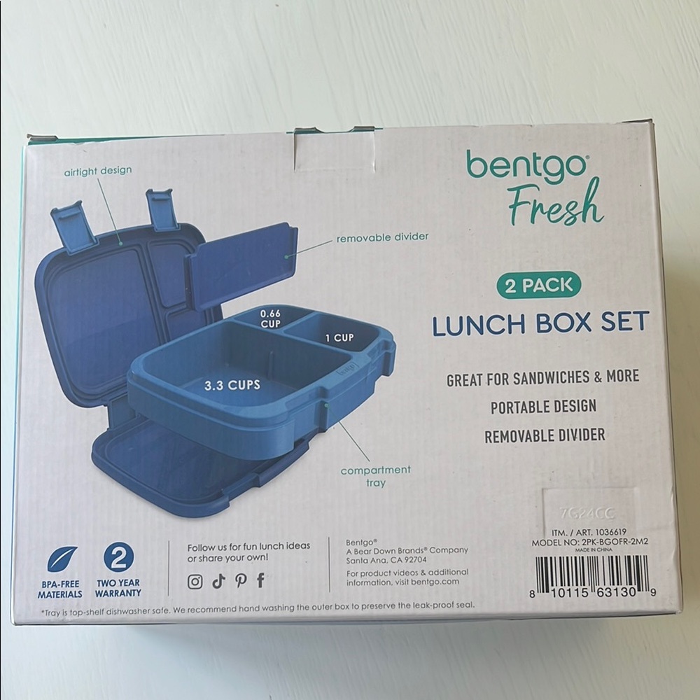 Bentgo Fresh Lunch Box Set - Blue and Green New, set of 2 Back to School! - Picture 5 of 9